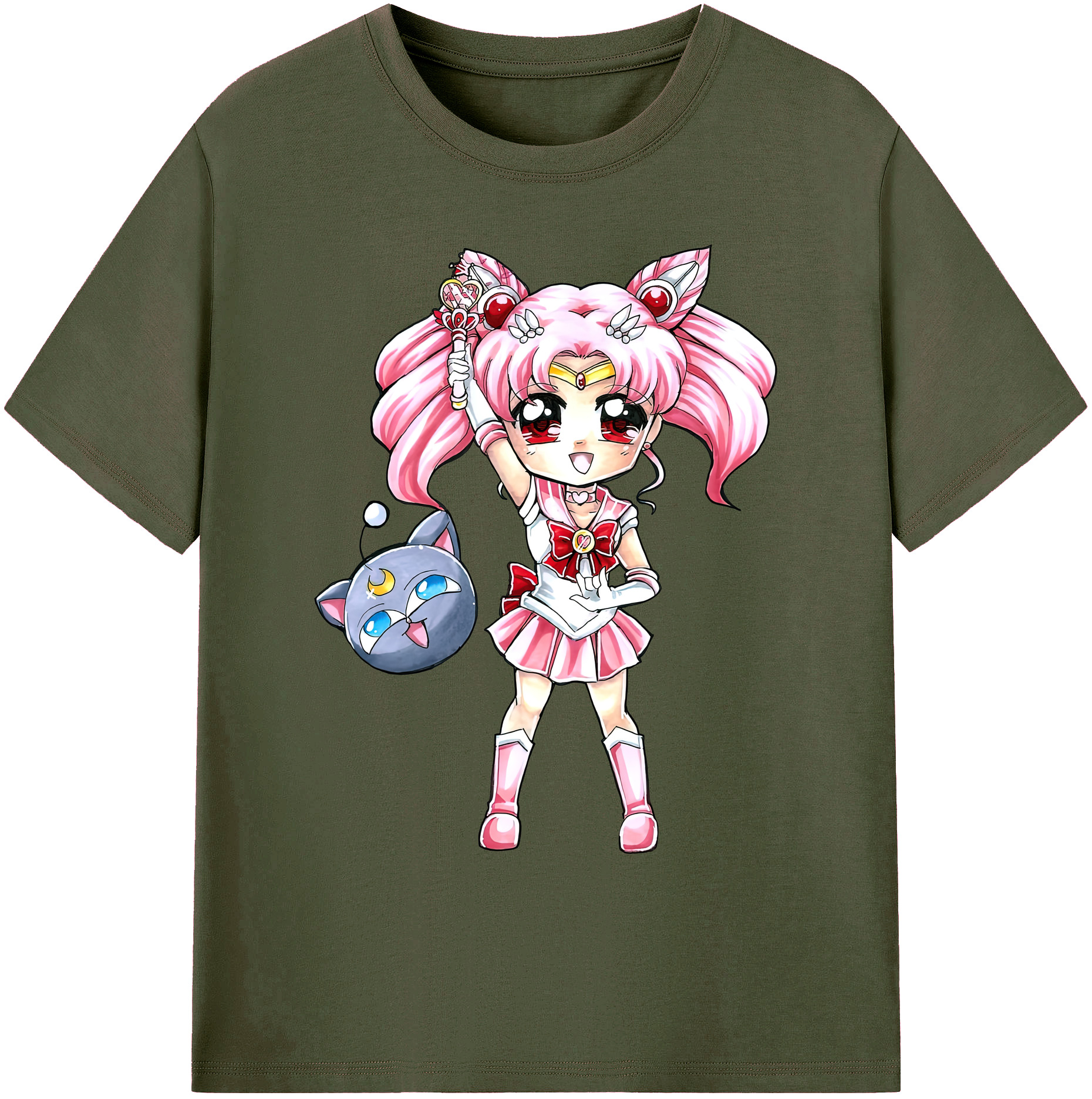 （画像用） 美少女戦士セーラームーン ちびうさ Sailor Moon Chibiusa Tsukino Usagi Small Lady Serenity 綿100％ メンズ半袖Tシャツ｜肌触りやわらか＆通気性